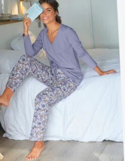 Pantalon Pyjama Coton Imprimé "pétales" 11 Pantalon Pyjama Coton Imprimé "pétales" -Célèbre Lingerie Magasin 703624 C02 zoomx vue3