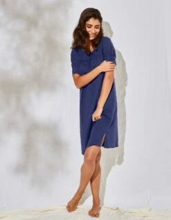 Chemise De Nuit Courte Coton Et Broderie Anglaise -Célèbre Lingerie Magasin 703627 C01 zoomx vue4