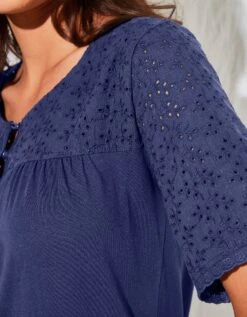 Chemise De Nuit Longue Coton Et Broderie Anglaise -Célèbre Lingerie Magasin 703628 C02 zoomx vue4