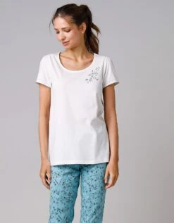 Tee-shirt De Pyjama Manches Courtes Imprimé Placé Fleurs 13 Tee-shirt De Pyjama Manches Courtes Imprimé Placé Fleurs -Célèbre Lingerie Magasin 703648 C00 zoomx vue5