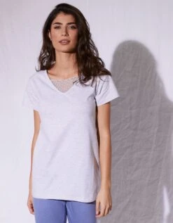 Tee-shirt Col Plumetis Manches Courtes -Célèbre Lingerie Magasin 703668 C01 zoomx vue6