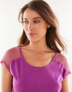 Chemise De Nuit Viscose Et Plumetis -Célèbre Lingerie Magasin 703669 C01 zoomx vue3