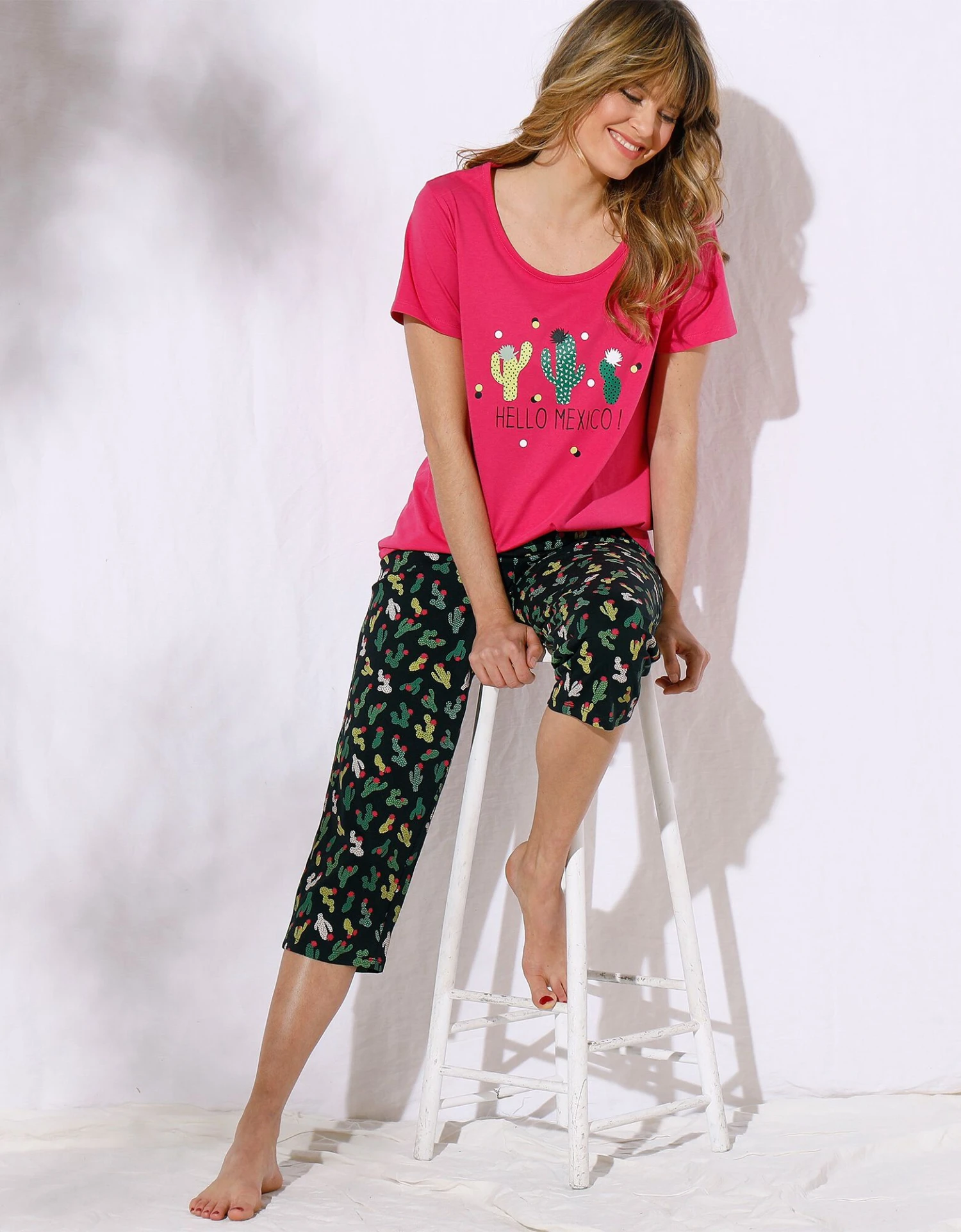 Pyjama Court Manches Courtes Motifs « Cactus » - Avec Pochon Assorti 3 Pyjama Court Manches Courtes Motifs « Cactus » - Avec Pochon Assorti