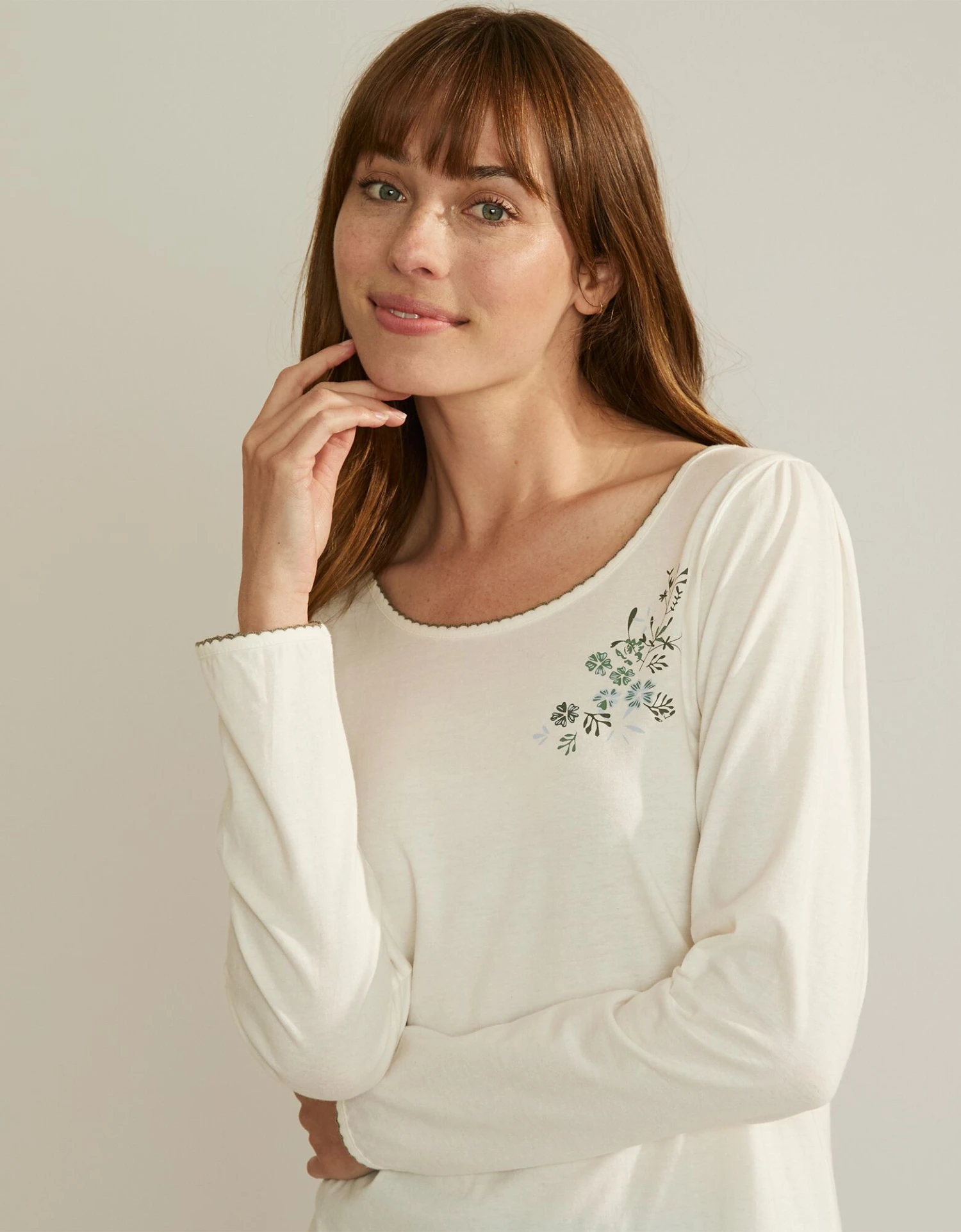 Tee-shirt De Pyjama Manches Longues Imprimé Placé Fleurs 4 Tee-shirt De Pyjama Manches Longues Imprimé Placé Fleurs – Image 2