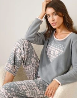 Pyjama Maille Polaire Manches Longues Imprimé Coeur -Célèbre Lingerie Magasin 703713 C00 zoomx vue5