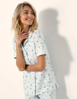 Pyjama Pantalon Court Imprimé « Tulipes » - Col Tailleur -Célèbre Lingerie Magasin 703728 C01 zoomx vue4