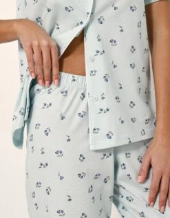 Pyjama Pantalon Court Imprimé « Tulipes » - Col Tailleur -Célèbre Lingerie Magasin 703728 C01 zoomx vue6