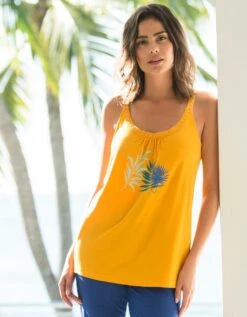 Top De Pyjama En Coton Et Macramé - Uni Tropical