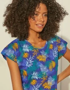 Tee-shirt De Pyjama En Coton Manches Courtes - Imprimé Tropical -Célèbre Lingerie Magasin 703742 C00 zoomx vue3