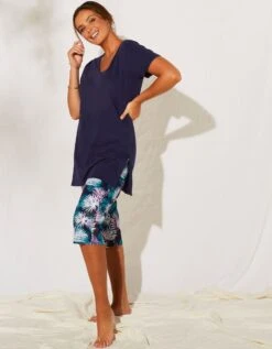 Pyjama Avec Pantacourt Imprimé Tropical -Célèbre Lingerie Magasin 703765 C01 zoomx vue6