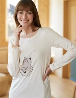 Pyjama Motif "chat" Manches Longues Volantées -Célèbre Lingerie Magasin 703781 C01 zoomx vue3