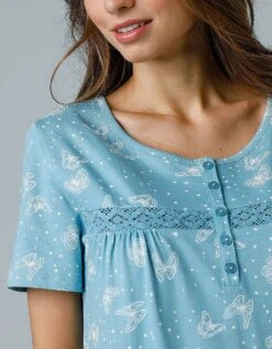 Chemise De Nuit Longue Manches Courtes Imprimée "papillons" -Célèbre Lingerie Magasin 703820 C01 zoomx vue4