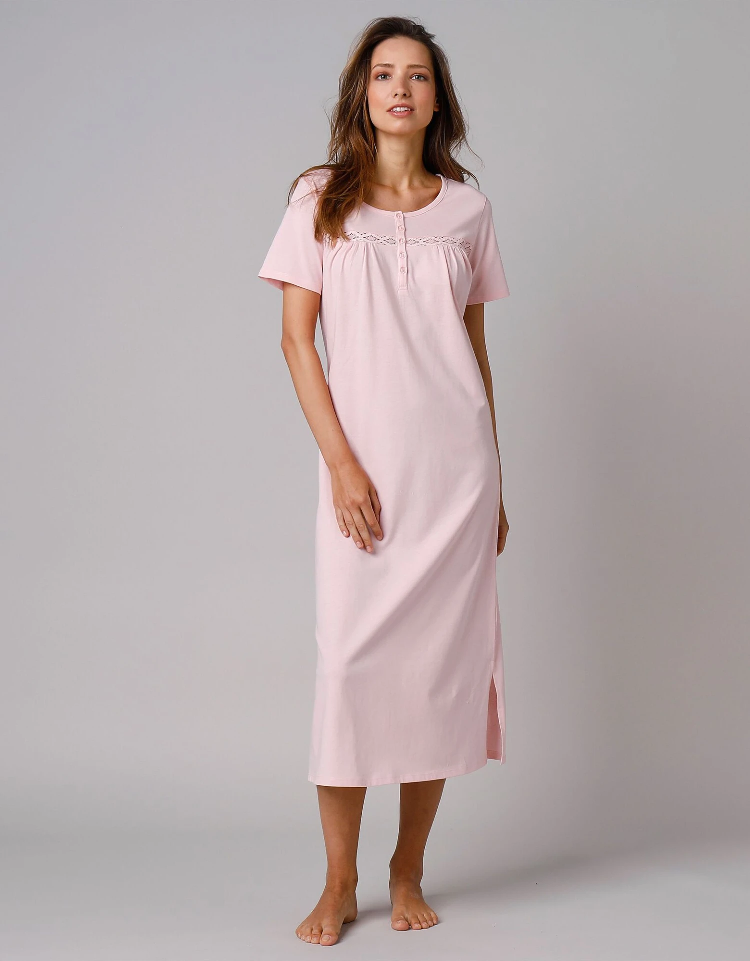 Chemise De Nuit Longue Manches Courtes Unie 3 Chemise De Nuit Longue Manches Courtes Unie