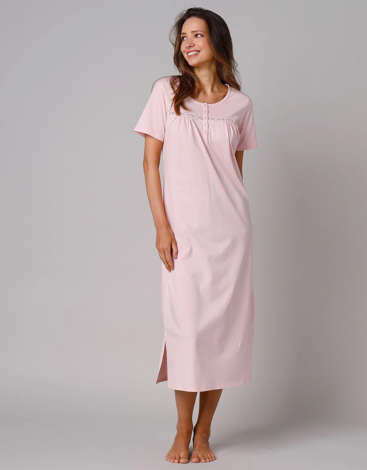 Chemise De Nuit Longue Manches Courtes Unie 7 Chemise De Nuit Longue Manches Courtes Unie – Image 5