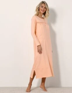 Chemise De Nuit Longue Manches Longues Unie