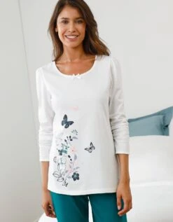 Tee-shirt Imprimé Placé Bucolique - Manches Longues