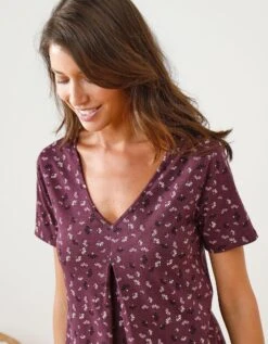 Pyjama Longueur Tunique Imprimé Avec Legging Court -Célèbre Lingerie Magasin 703857 C01 zoomx vue3