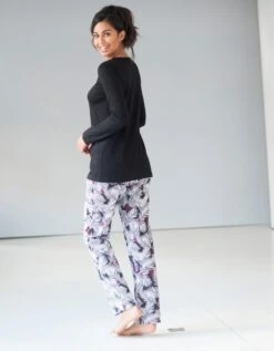 Pyjama Empiècement Plumetis - Imprimé Tropical -Célèbre Lingerie Magasin 703869 C01 zoomx vue3