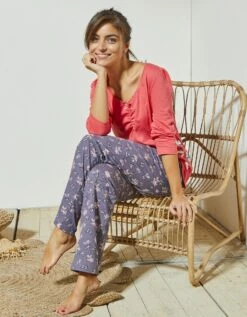 T-shirt Pyjama Manches Longues Imprimé Placé Papillons -Célèbre Lingerie Magasin 703913 C04 zoomx vue3