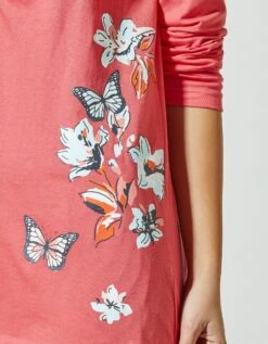 T-shirt Pyjama Manches Longues Imprimé Placé Papillons -Célèbre Lingerie Magasin 703913 C04 zoomx vue7