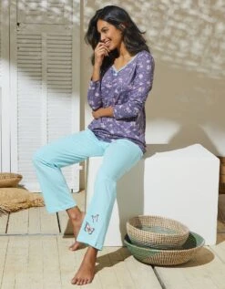 T-shirt Pyjama Manches Longues Imprimé Papillons -Célèbre Lingerie Magasin 703914 C02 zoomx vue5