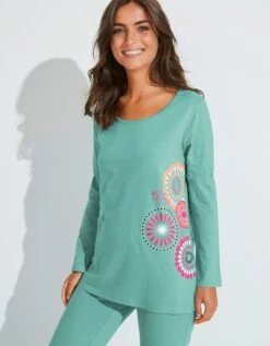 Pyjama Manches Longues Imprimé Rosaces - Coton -Célèbre Lingerie Magasin 703930 C02 zoomx vue3