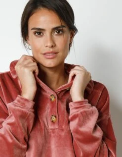 Pyjama Velours Stretch Manches Longues Col Boutonné -Célèbre Lingerie Magasin 703933 C02 zoomx vue5