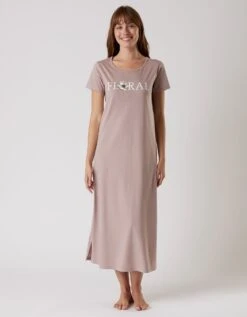 Chemise De Nuit Longue Manches Courtes En Coton Motif "Floral" -Célèbre Lingerie Magasin 703934 C01 zoomx vue4