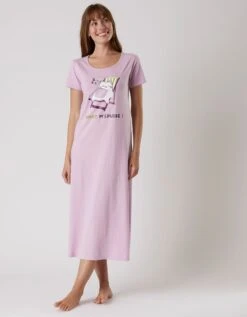 Chemise De Nuit Longue Manches Courtes – Imprimé "chat" -Célèbre Lingerie Magasin 703953 C01 zoomx vue4