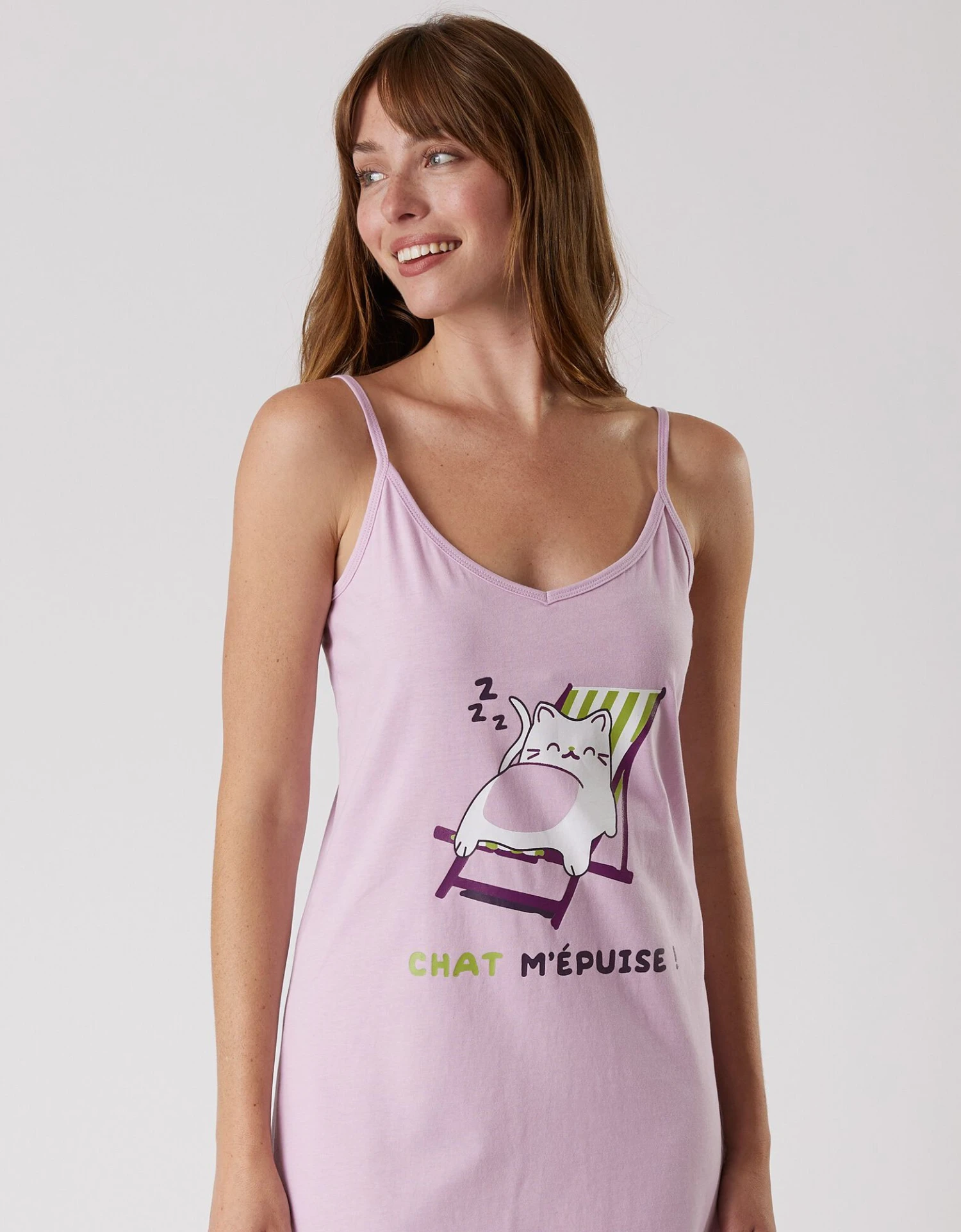 Nuisette Coton Fines Bretelles Imprimée "chat" 7 Nuisette Coton Fines Bretelles Imprimée "chat" – Image 5