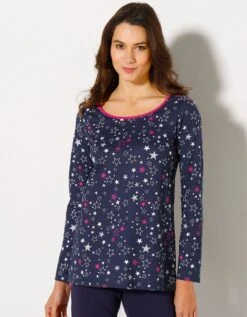 Tee-shirt Manches Longues Imprimé étoiles - Jersey Coton