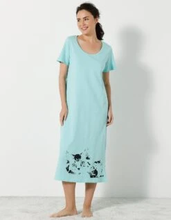 Chemise De Nuit Longue Imprimé Chat - Lot De 2