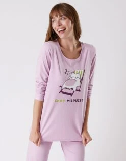 Pyjama Manches Longues Imprimé "Chat" -Célèbre Lingerie Magasin 703977 C01 zoomx vue3