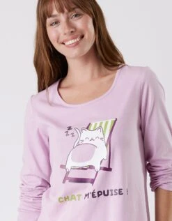 Pyjama Manches Longues Imprimé "Chat" -Célèbre Lingerie Magasin 703977 C01 zoomx vue4
