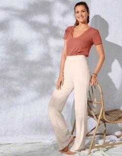 Pantalon Large Maille Côtelée Taille élastiquée -Célèbre Lingerie Magasin 703981 C02 zoomx vue3