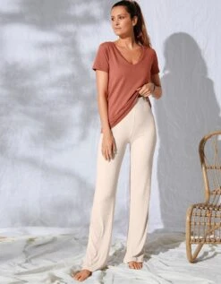 Pantalon Large Maille Côtelée Taille élastiquée -Célèbre Lingerie Magasin 703981 C02 zoomx vue5