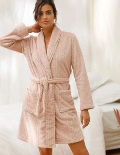 Peignoir Court Texturé En Polaire Peluche -Célèbre Lingerie Magasin 704504 C01 zoomx vue5