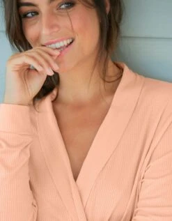 Peignoir Court Maille Viscose Côtelée -Célèbre Lingerie Magasin 704510 C01 zoomx vue5