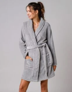 Peignoir Manches Longues Polaire Uni Toucher Peluche Longueur 92 Cm -Célèbre Lingerie Magasin 704511 C04 zoomx vue4