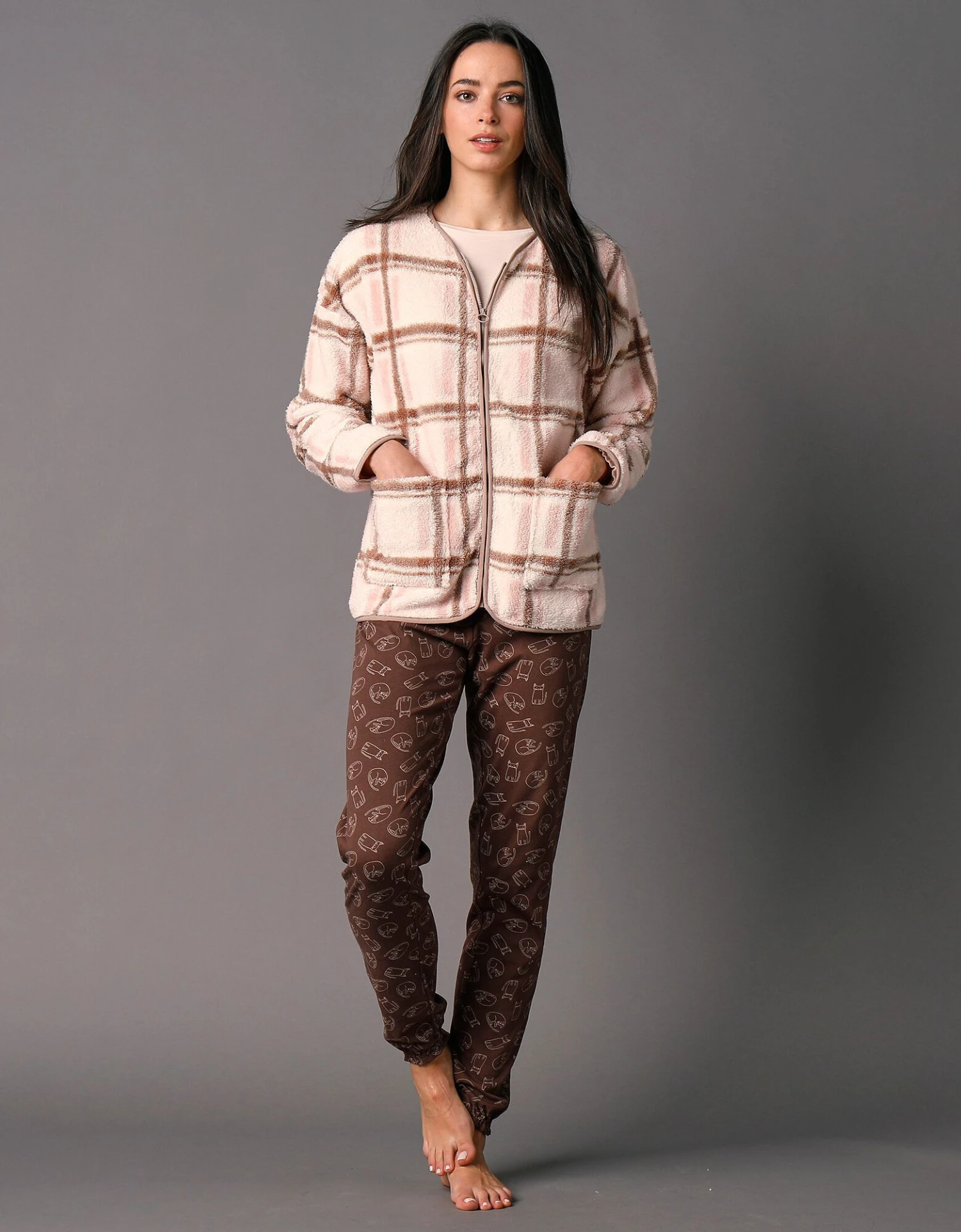 Veste D'intérieur Polaire à Carreaux Zippée 5 Veste D'intérieur Polaire à Carreaux Zippée – Image 3