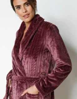 Peignoir Court En Polaire Peluche Texturé Avec Torsades -Célèbre Lingerie Magasin 704526 C01 zoomx vue5