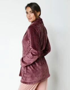 Peignoir Court En Polaire Peluche Texturé Avec Torsades -Célèbre Lingerie Magasin 704526 C01 zoomx vue6