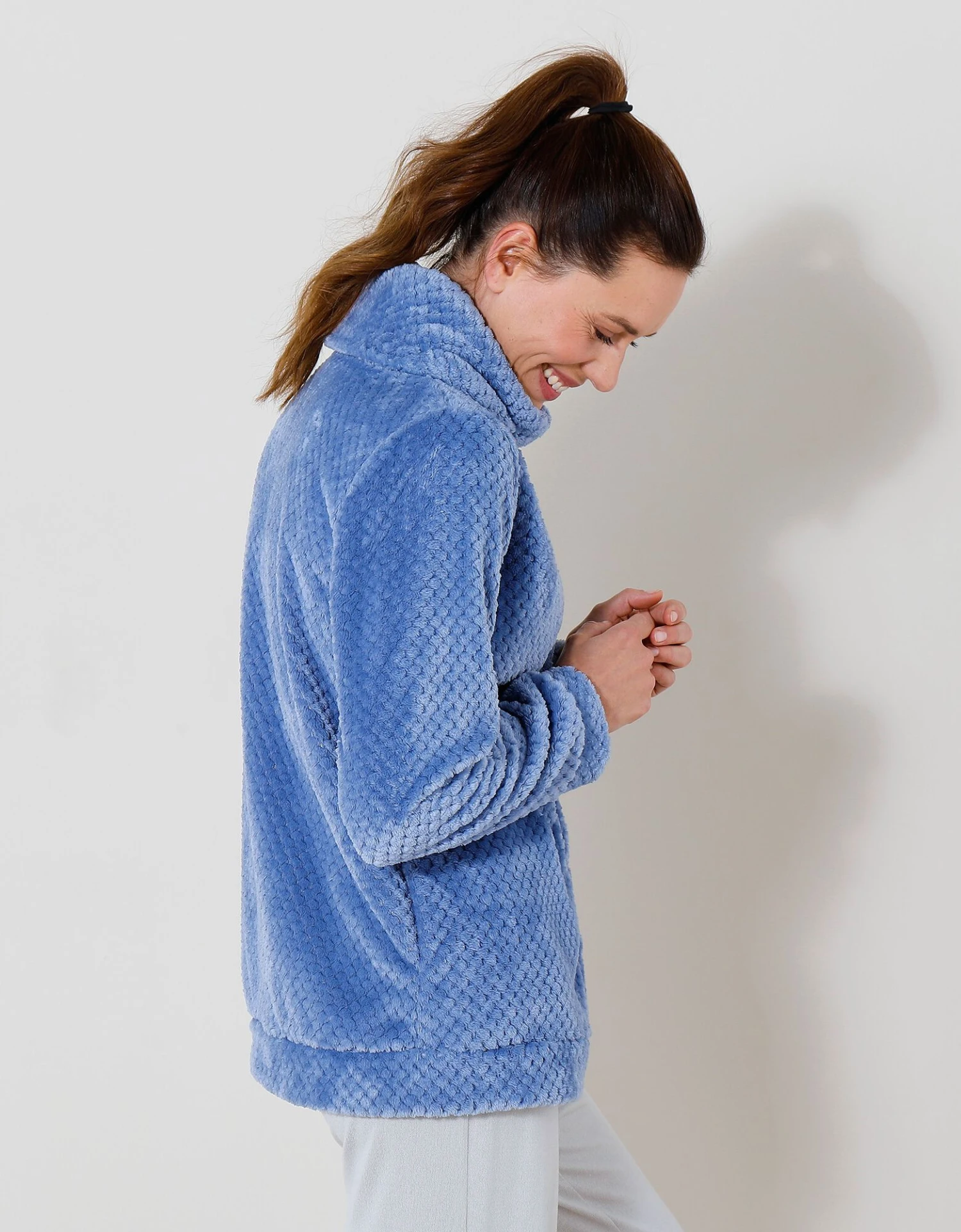 Veste Col Montant Zippé Maille Polaire Texturée 4 Veste Col Montant Zippé Maille Polaire Texturée – Image 2