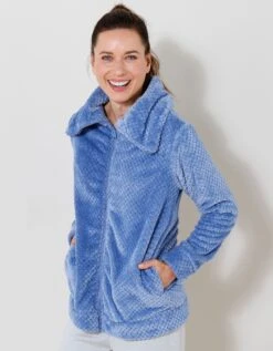 Veste Col Montant Zippé Maille Polaire Texturée 11 Veste Col Montant Zippé Maille Polaire Texturée -Célèbre Lingerie Magasin 704528 C01 zoomx vue4