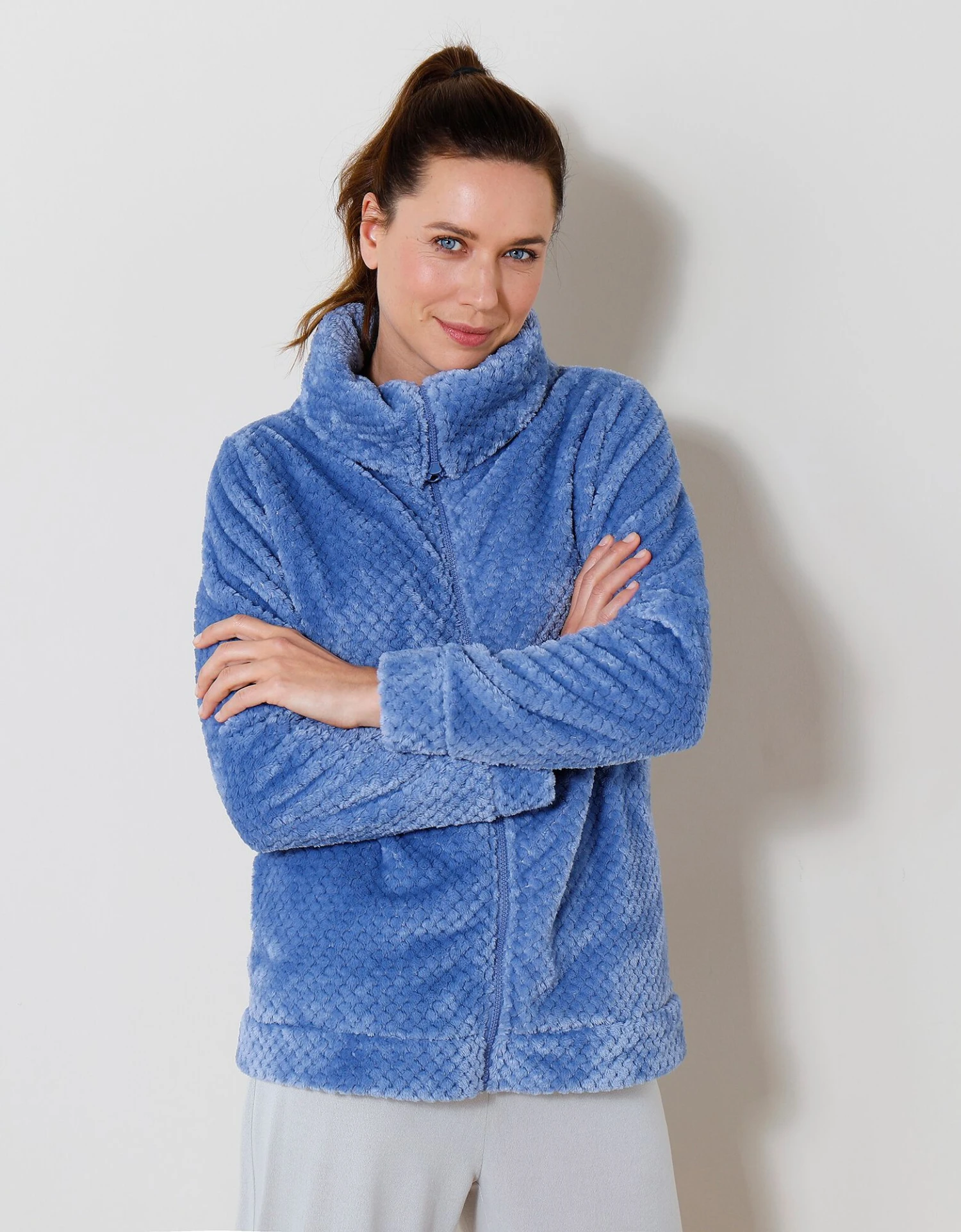 Veste Col Montant Zippé Maille Polaire Texturée 7 Veste Col Montant Zippé Maille Polaire Texturée – Image 5