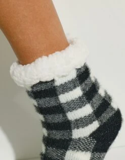 Chaussons-chaussettes Fourrés Antidérapants - Carreaux -Célèbre Lingerie Magasin 705356 C01 zoomx vue3