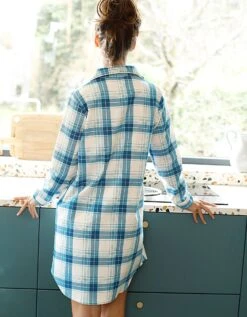 Chemise De Nuit En Pilou Forme Liquette Imprimé Carreaux -Célèbre Lingerie Magasin 706153 C01 zoomx vue6