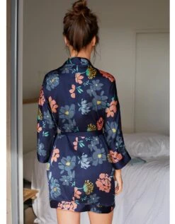 Kimono Court Satin Imprimé Floral -Célèbre Lingerie Magasin 706163 C01 zoomx vue3