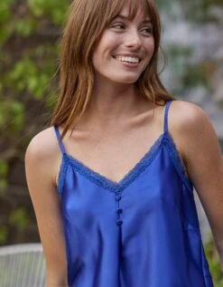 Pyjama Short Uni Satin Et Dentelle, Fines Bretelles -Célèbre Lingerie Magasin 706190 C01 zoomx vue4