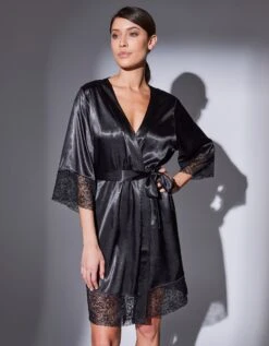 Peignoir Court Satin Et Dentelle